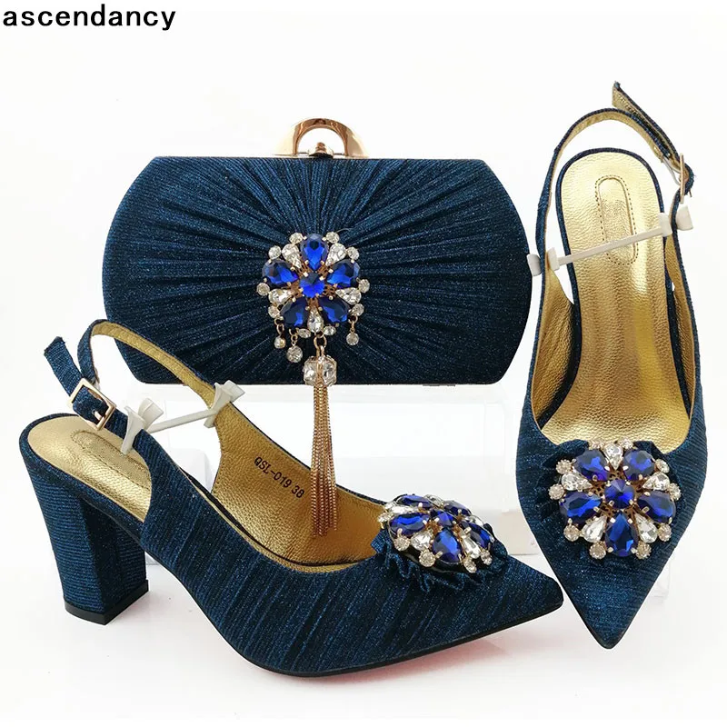 

New Italian Shoes with Matching Bags African High Heel Women Shoes and Bags Set for Prom Party Fashion Shoes 2019 Women Shoes