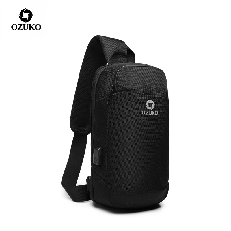 OZOKU, usb разъем, одноцветная нагрудная сумка, повседневный светильник, модная мужская нагрудная сумка, многофункциональная, водонепроницаемая, на одно плечо, диагональная