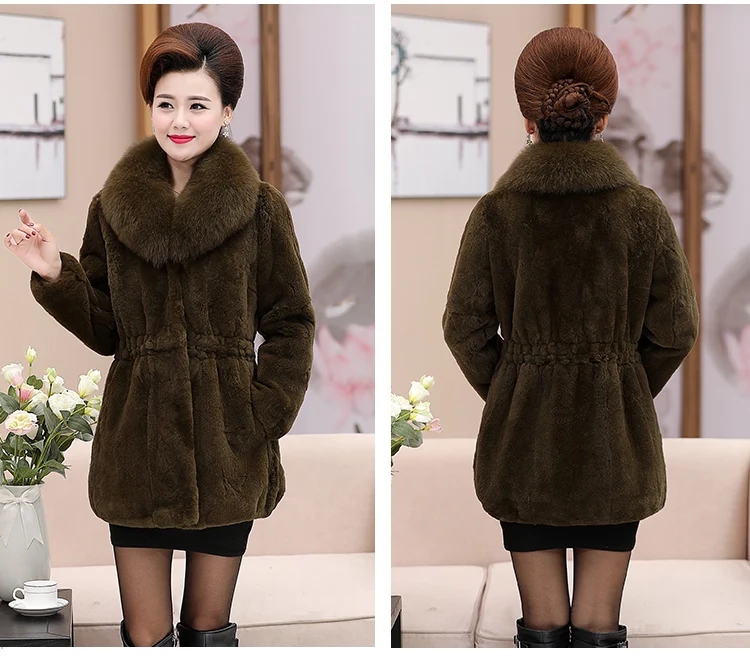 UPPIN S-5XL, Женское зимнее меховое пальто с искусственным лисьим воротником, пальто из искусственного меха размера плюс, 5XL, 4XL, повседневное черное пальто из искусственного меха, верхняя одежда большого размера