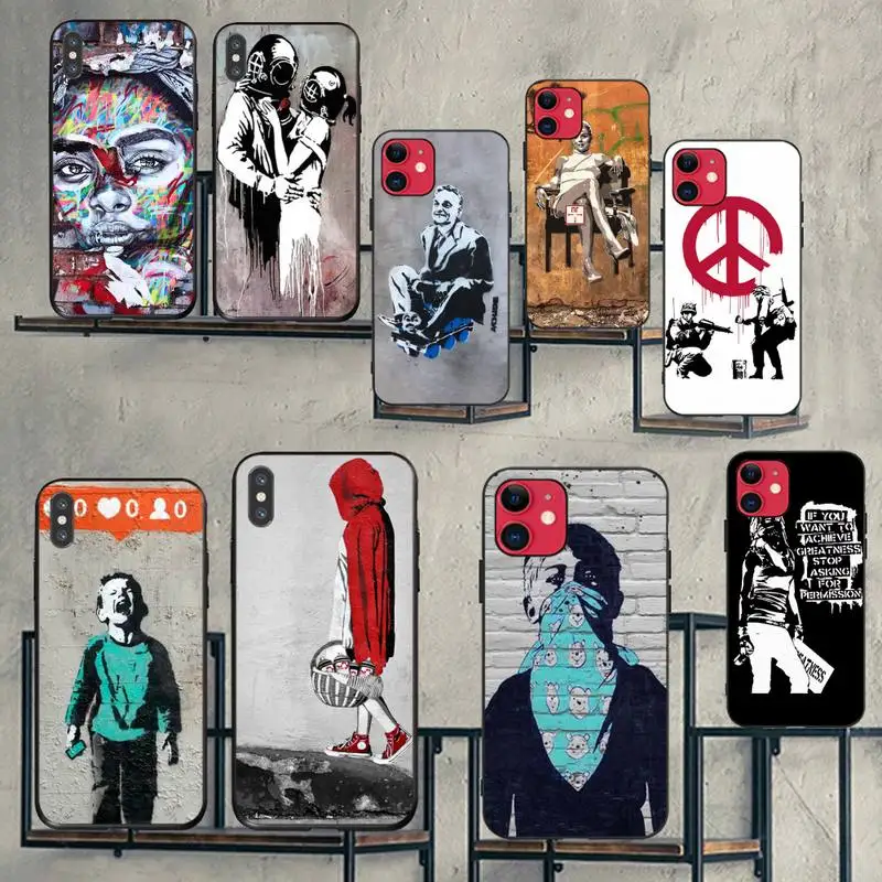 HPCHCJHM Street Art Banksy Graffiti Customer High Quality Phone Case for iPhone 11 pro XS MAX 8 7 6 6S Plus X 5S SE XR case | Мобильные