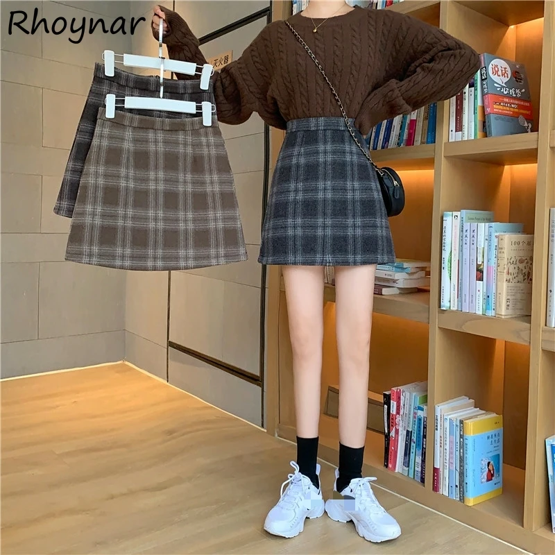 

Skirts Women Plaid Mini Cozy All-match Classic Fashion Street Wear Girlish Tender Lovely Bottoms College Korean Style Autumn Ins