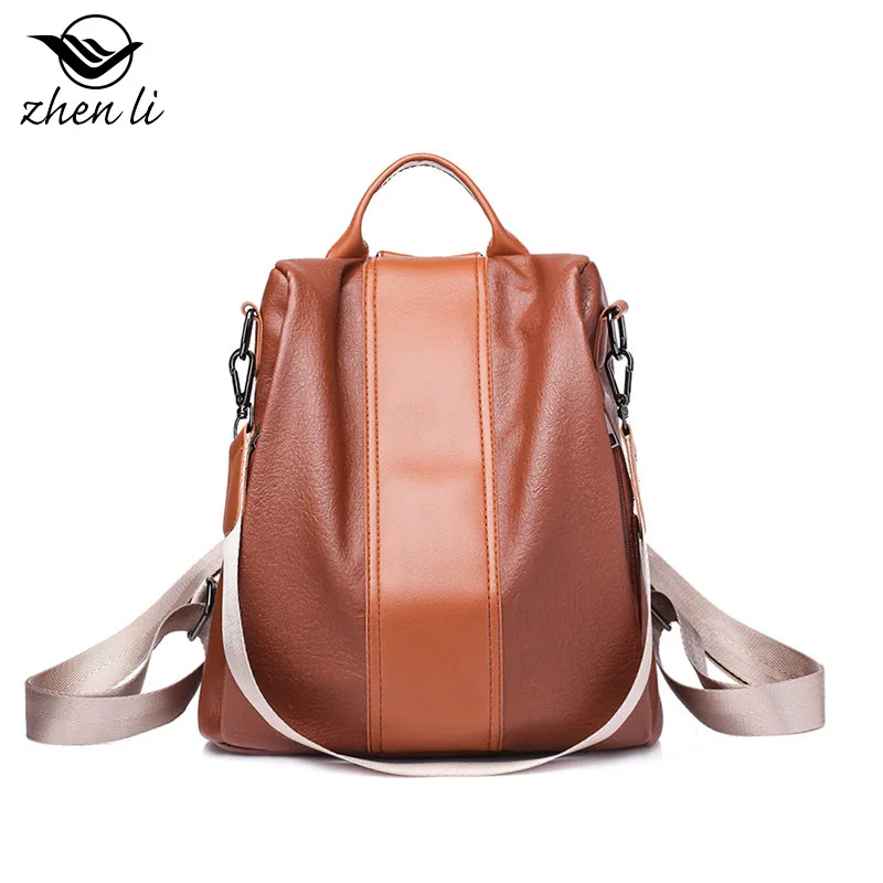 Zhenli сумка женская стиль корейский стиль сплошной цвет мягкая поверхность из искусственной кожи женский рюкзак товаров