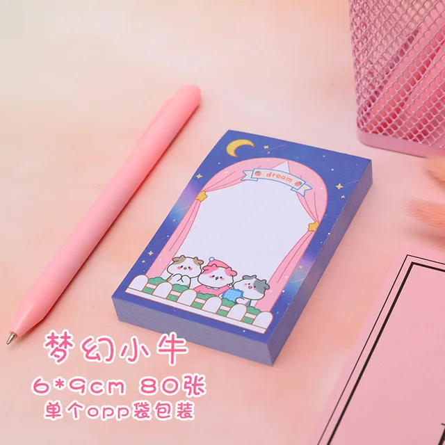 80sheets Student Girl Memo Pad Can Tear Up N Times To Paste The Message Sticky Note Sticky Tabs Cute Note Pad Memo Notes F