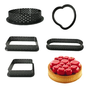 

5 Shape DIY Dessert Bakeware Cutter Round Shape Decorating Tool Cake Mold Tart Ring Silicone Perforated Mousse Circle Cake Rings