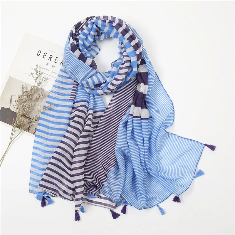 2024 Spanien Luxus Marke Marineblau Schöne Blumen Quaste Viskose Schal Schal Dame Hohe Qualität Wrap Stirnband Bufandas Moslemisches Hijab – Detail 2