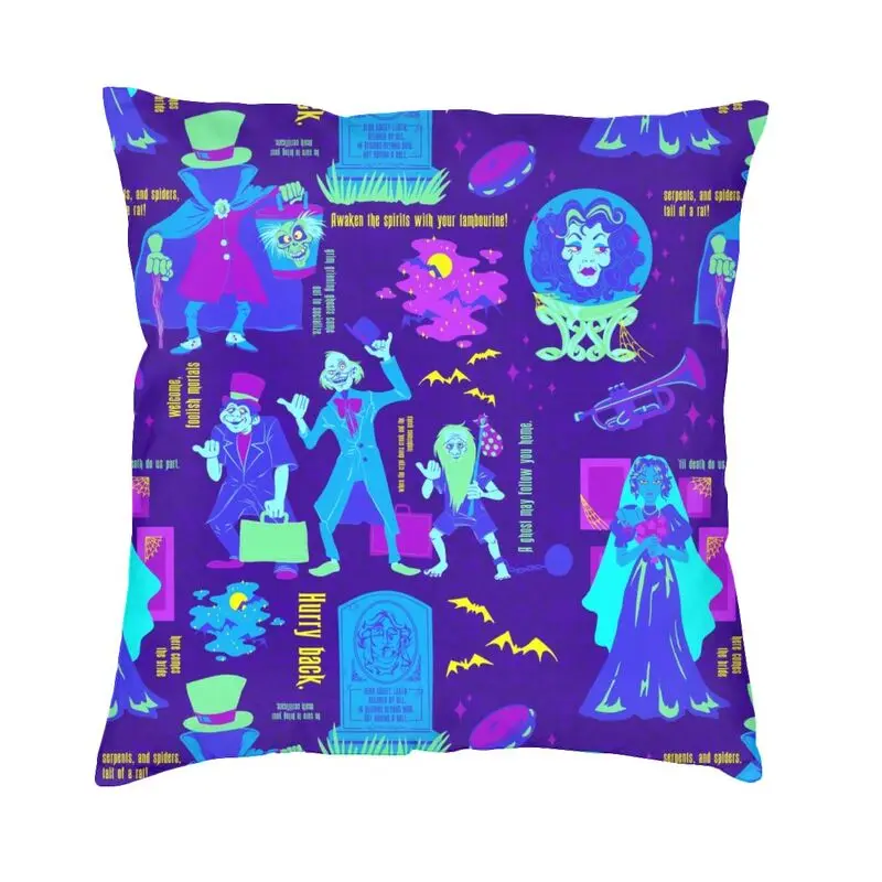 

Nordic Style Happy Haunts Throw Pillow Case Decoration Haunted Mansion Grim Grinning Ghost Cushion Cover Pillowcover for Sofa