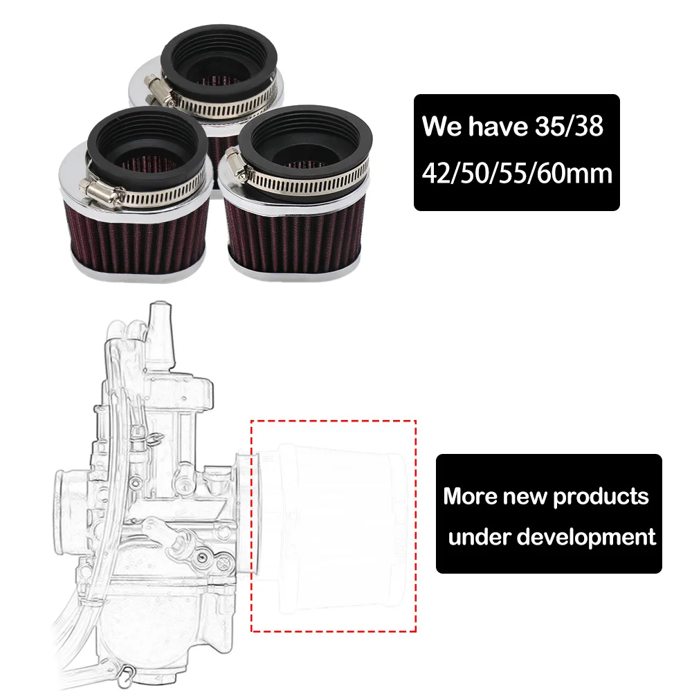 Sclmotos- 38 42 45 50 55 60mm Motorcycle Air Filter Air Pods Cleaner Fit For 50cc 110cc 125cc 200cc ATV Scooter Pit Dirt Bike