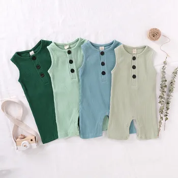 

Summer Infant Baby Boys Girls Sleeveless Solid Romper Jumpsuit Clothes Solid One-pieces Jumpsuit Baby Cotton Linen Clothes