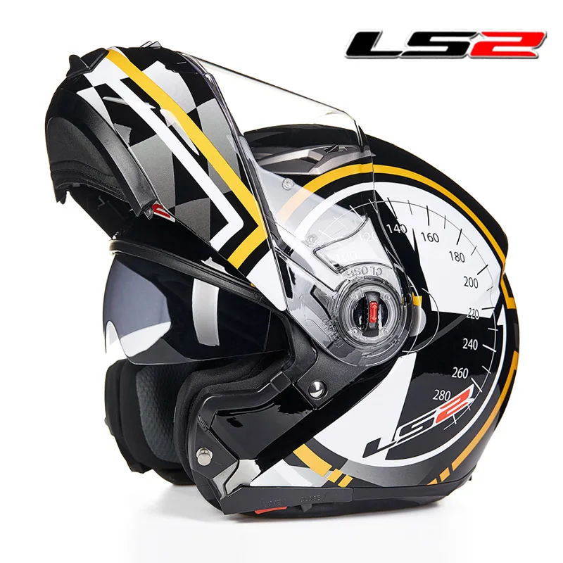 5Yellow Kilometer LS2 ff370 мужские флип-ап мото rcycle шлемы двойной щит мото rbike гоночные шлемы круиз автомобильные аксессуары LS2 мото шлемы ECE - Цвет: 5Yellow Kilometer