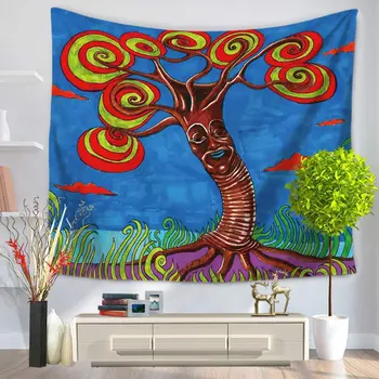 

Abstract Painting Tree with Circle Orange Leaves Boho Unique Inspired Design Custom