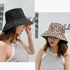 Women Leopard Print Bucket Comfortable Breathe Foldable Men Beach Flat Top Sun Fishing Hat High Quality Flat Panama Hat Street ► Photo 3/6