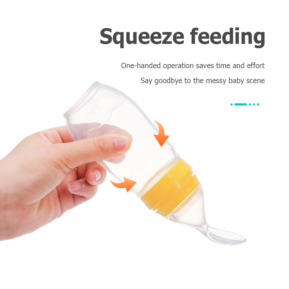 

90ml Lovely Safety Infant Baby Silicone Feeding Newborn Baby Rice Cereal Bottle Food Feeding Dispensing Spoon Feeder Food Rice