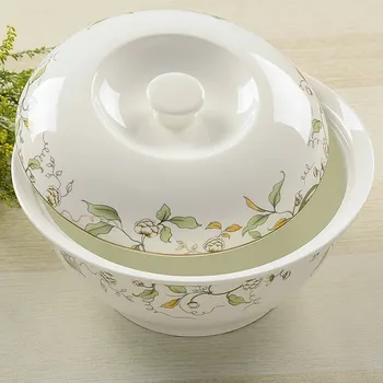 

1 piece Authentic lead-free bone porcelain tableware/ Ceramics large soup bowl with lace pattern /large soup bowl with cover