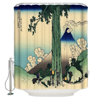 

Ink Painting Big Tree Landscape Old Man Waterproof Shower Curtain with Hook for Home Decoration Bathroom Supplies