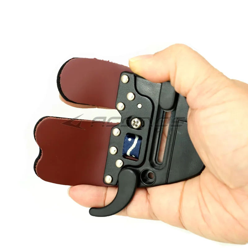 DECUT Archery Finger Tab Leather Hand Guard Protection Pad Black, XL 