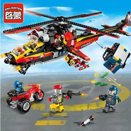 

Enlighten 1917 654pcs Police series Ghost action Building Blocks Bricks Kids Toys Gift Compatible with ed