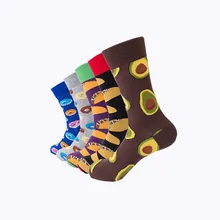Высокое качество носки мужские хлопковые осенние-зимние Цветные счастливые мужские носки удобные дышащие уличные стильные фруктовые длинные носки