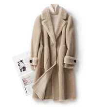 Новинка natuarl овечья шуба женская натуральная шерстяная куртка новая мода стрижка овец пальто размера плюс F1201