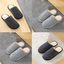 Мужские домашние тапочки зимняя теплая обувь с мехом повседневная обувь на плоской подошве Мужская обувь нескользящие тапочки удобные Zapato Hombre размера плюс