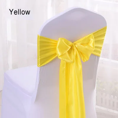 yellow Хит 100 шт./лот 16*275 см атласная лента для стула пояс золотой/розовый/королевский синий 22 цвета для свадебной вечеринки - Цвет: yellow