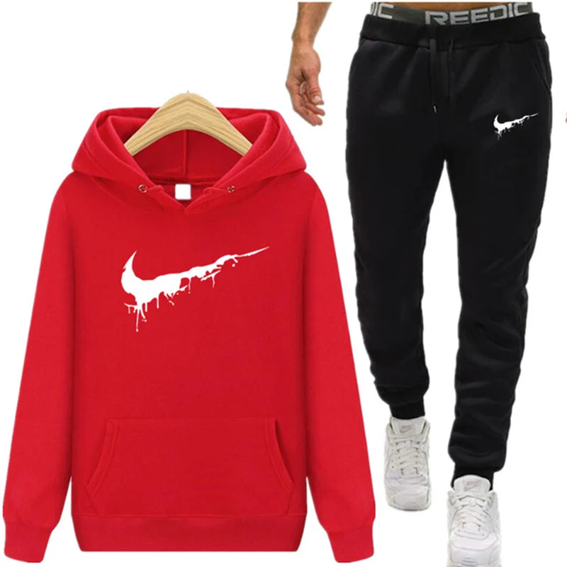 

Men Clothing Set Sportswear 2019 Spring New Hoodies Sweatshirts Sporting Sets Men's Tracksuits Two Piece Hoodies+Pants 2pcs Sets
