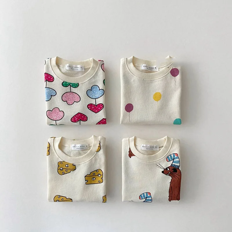 2022 Summer New Baby Cheese Print Clothes Set Boys And Girls Short Sleeve Sweatshirt + Shorts Suit Cute Cartoon Child Clothin2 baby girl cotton clothing set