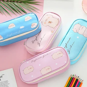 

Portable Cartoon Pig PU Large Capacity Pencil Storage Pencil Case Pouch Stationery School Office Supplies