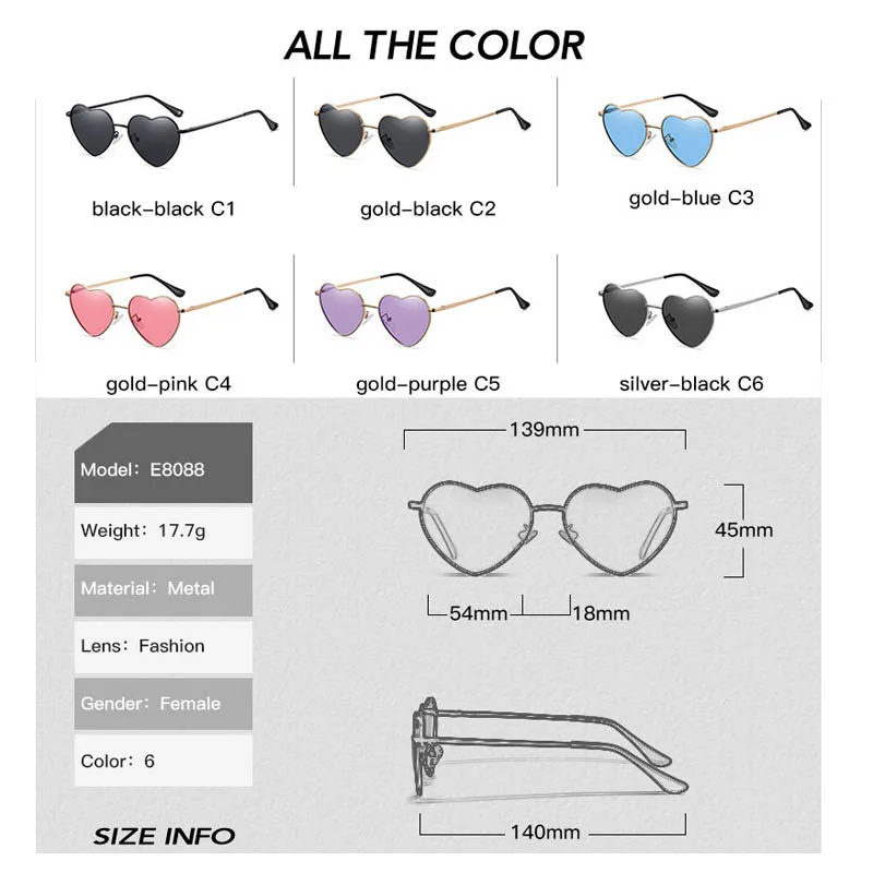 best sunglasses for women Elbru Metal Retro Heart Shape Frame Multicolor Sunglasses Sandy Beach Travel Outdoors Sunshade Polarized Sunglasses UV400 round sunglasses