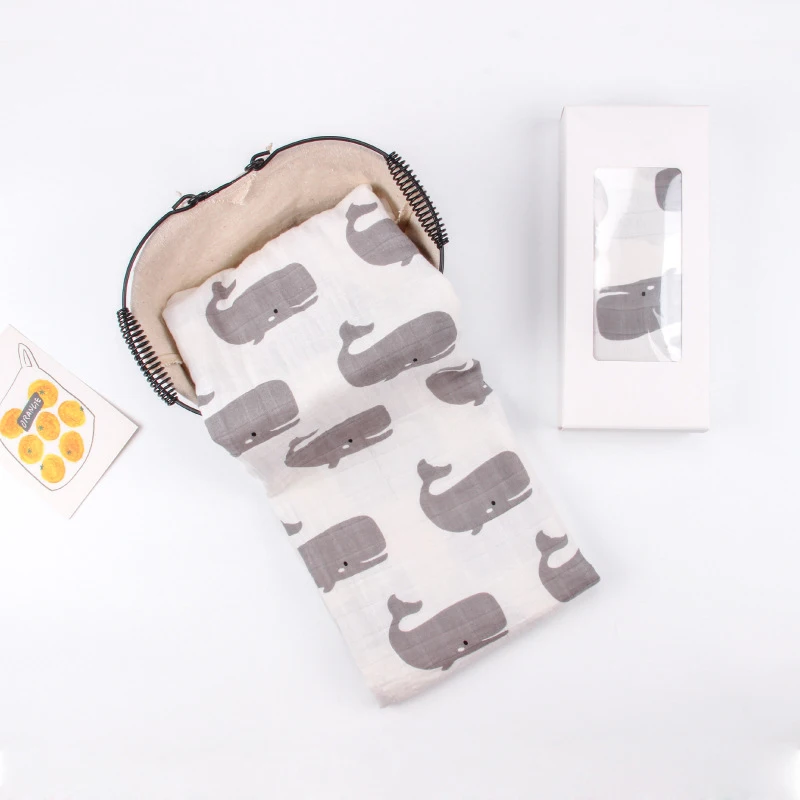 Whale New Cotton Baby Blankets Newborn Soft Organic Cotton Baby Blanket Muslin Swaddle Wrap Feeding Burp Cloth Towel Scarf Baby Stuff - Цвет: Whale