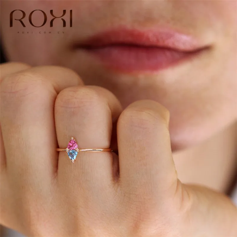 ROXI модное роскошное кольцо из разноцветного золота с цирконием, женское кристаллическое Украшение «конский глаз», изящное обручальное кольцо со стразами, ювелирные изделия