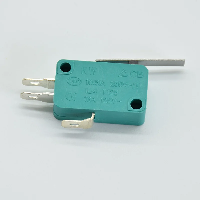 KW7-1 2 шт микро концевые переключатели 16A 250V 125V NO+ NC+ COM 3 контакта SPDT микро переключатель 28 мм 52 мм дуговой роликовый рычаг сенсорный переключатель зеленый - Цвет: KW7-1