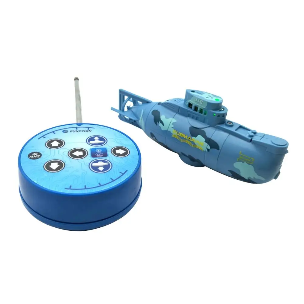 Мини RC водная лодка игрушка пульт дистанционного управления лодка пластиковая модель подводная лодка корабль электрическая игрушка Водонепроницаемый Дайвинг в воде игрушки для помещений - Цвет: Blue