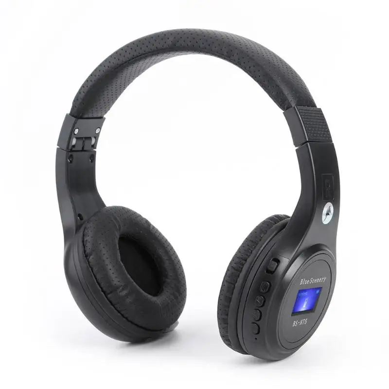 BS-N75 Беспроводные стерео Bluetooth наушники с микрофоном свет Поддержка TF карты FM радио Поддержка ing 3,5 мм аудио соединение