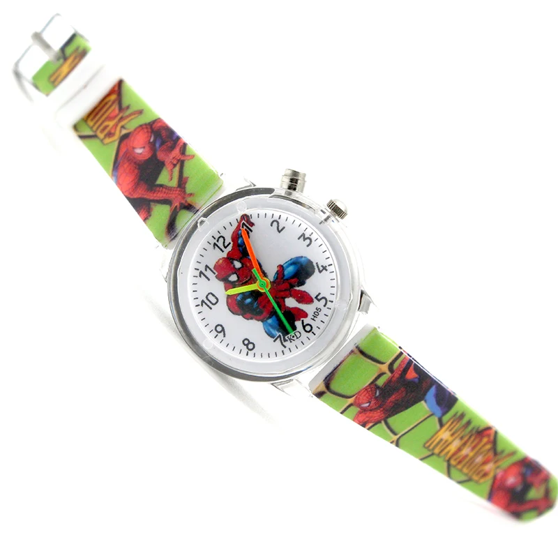 Disney Frozen Princess Spiderman Cartoon Children's Watch Silicone Belt flash Quartz wristwatch kids watches birthday gifts