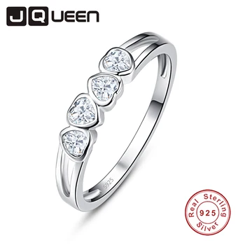 

JQUEEN Heart-shaped White Zircon Rings For Women Silver Ring 925 Jewelry Pave Setting Crystal Jewelry Bijoux Femme