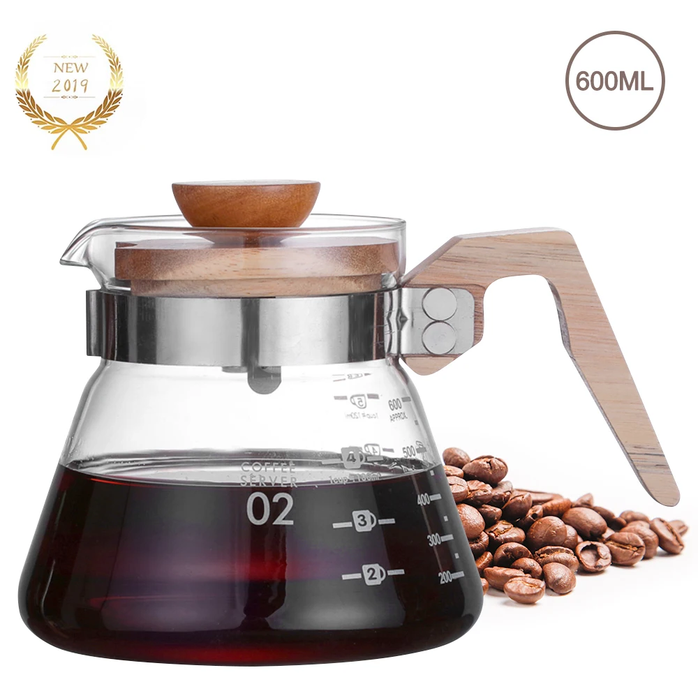 600ml H29403 Ясный кофейник графин капельного кофе чайник пивоварня бариста Перколятор залить над стеклом диапазон кофе сервер безопасный нетоксичный - Цвет: 600ml H29403