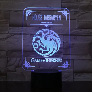 

House Targaryen Logo LED Night Light Touch Sensor 7 Color Changing Child Kids Blood and Fire Game of Thrones Desk lamp Dropship