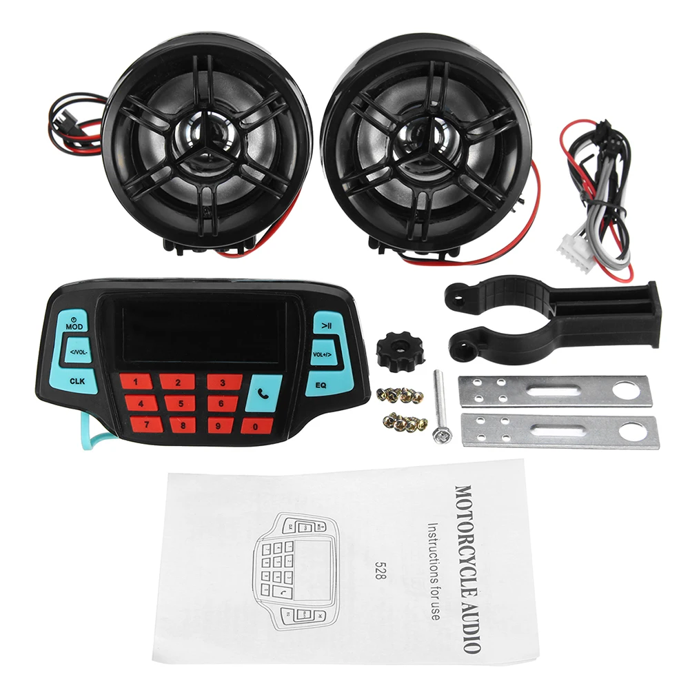 ЖК-дисплей для мотоцикла, противоугонная аудиосистема, Bluetooth, USB, fm-радио