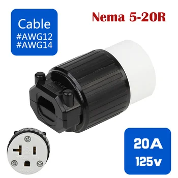 

US Nema 5-20R UL 3 Prong Male Female AC Power Plug Industrial Wiring Connector Plug DIY Rewirable Socket 20A 125V