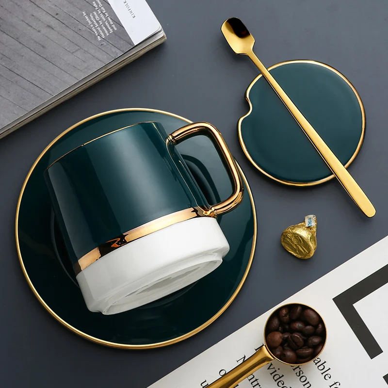 

Small Luuxury Office Blue Gold Coffee Mug Lid Nordic Mugs Minimalist Coffee Cups Work Cup Unique Tazas Kids Ceramic Mugs II50MKB