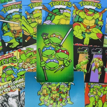 

40pcs Classic Cartoon Turtles Series Sticker Cards 80s Old School Anime Leo Raph Mikey Don Shredder Glossy Stickers