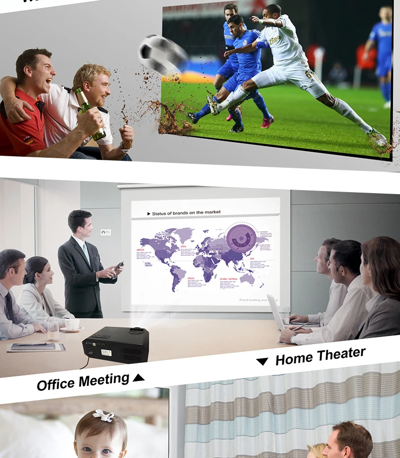 Светодиодный Видеопроектор для домашнего кинотеатра HD мультимедийный проектор для фильмов, игр, матча и вечерние, lcd кинопроектор