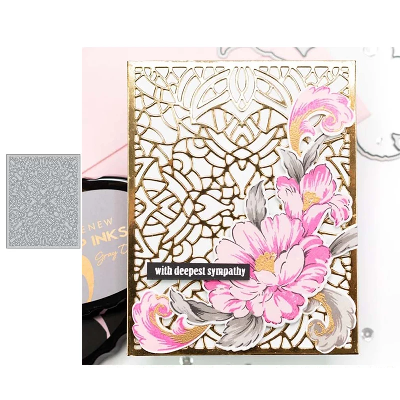 

JC Metal Cutting Dies for Scrapbooking Die Cut Flower Rectangle Background Stencil Handmade Card Making Model Craft Decoration