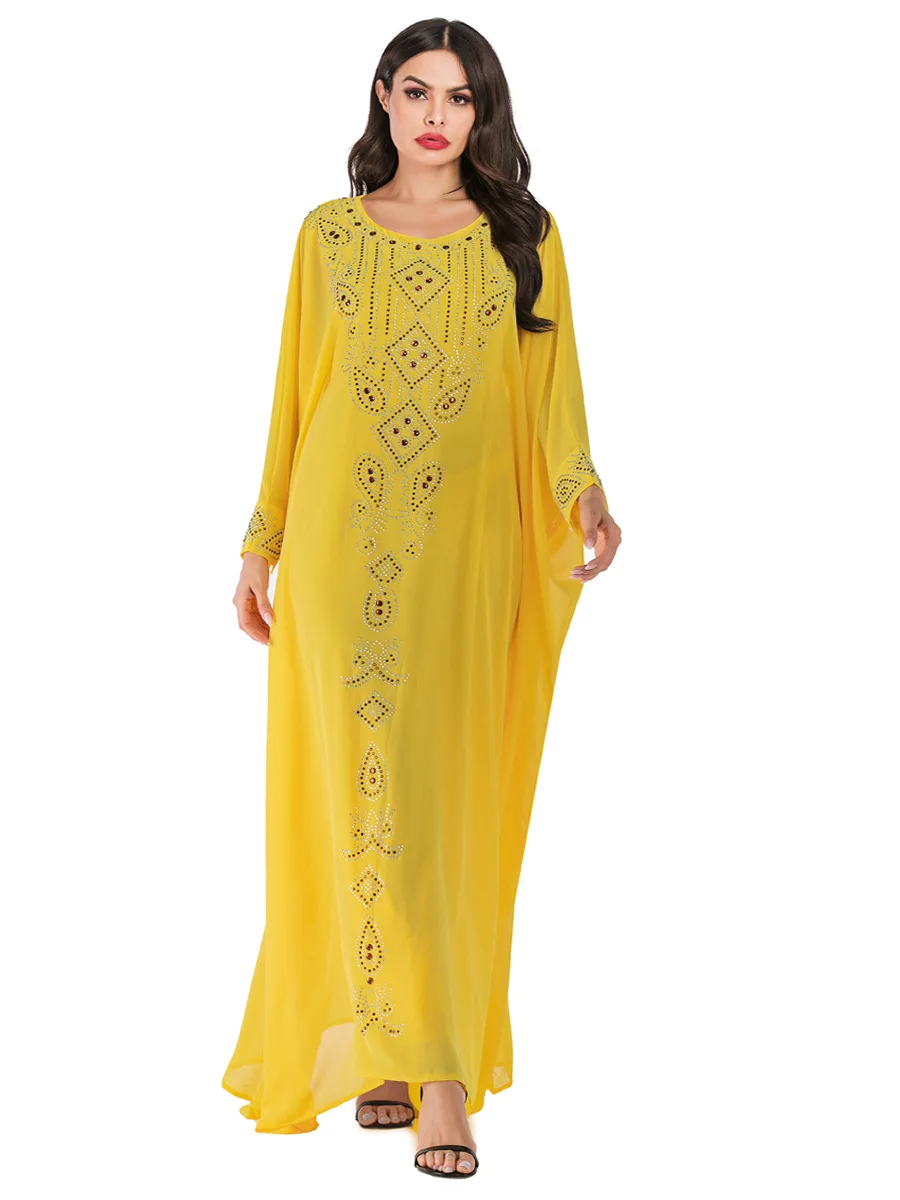 Африканские платья для женщин желтая африканская одежда мусульманское длинное платье высокого качества Длина модное Африканское платье для леди