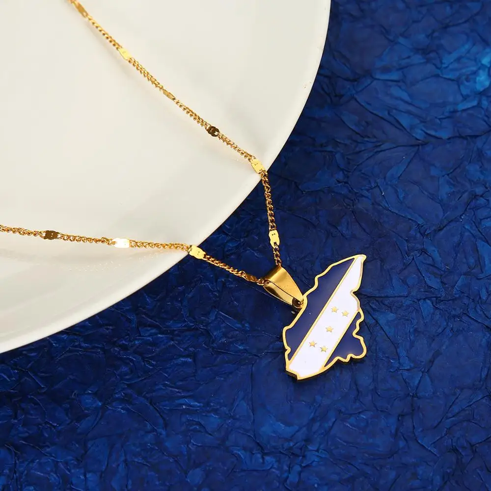 Цепочка с подвеской картой Гондураса из нержавеющей стали | Украшения и