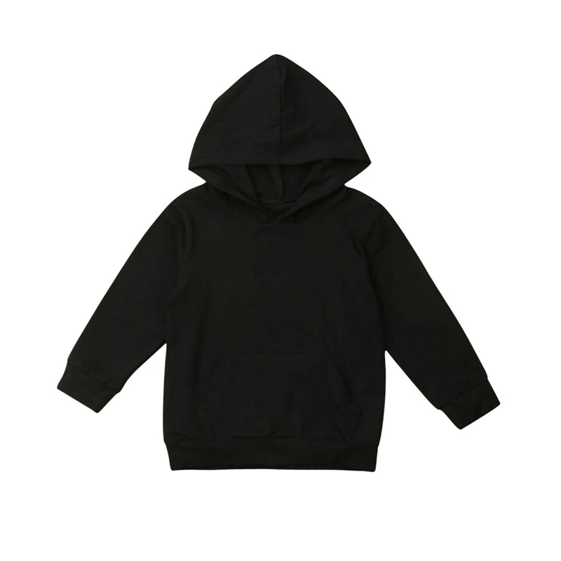 Baby Boys Girls Hoodie Sweatshirt Toddler Black Letters Print Cotton Blend Hooded Sweatshirt Outfit Clothes 1-6Y