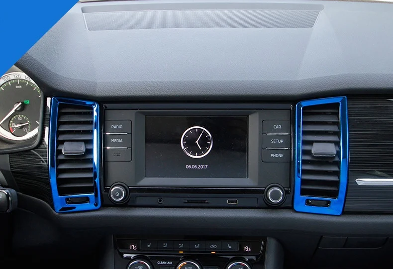 WELKINRY автомобильный чехол для skoda Kodiaq из нержавеющей стали, передняя консоль, средний выход кондиционера, отделка вентиляционного отверстия