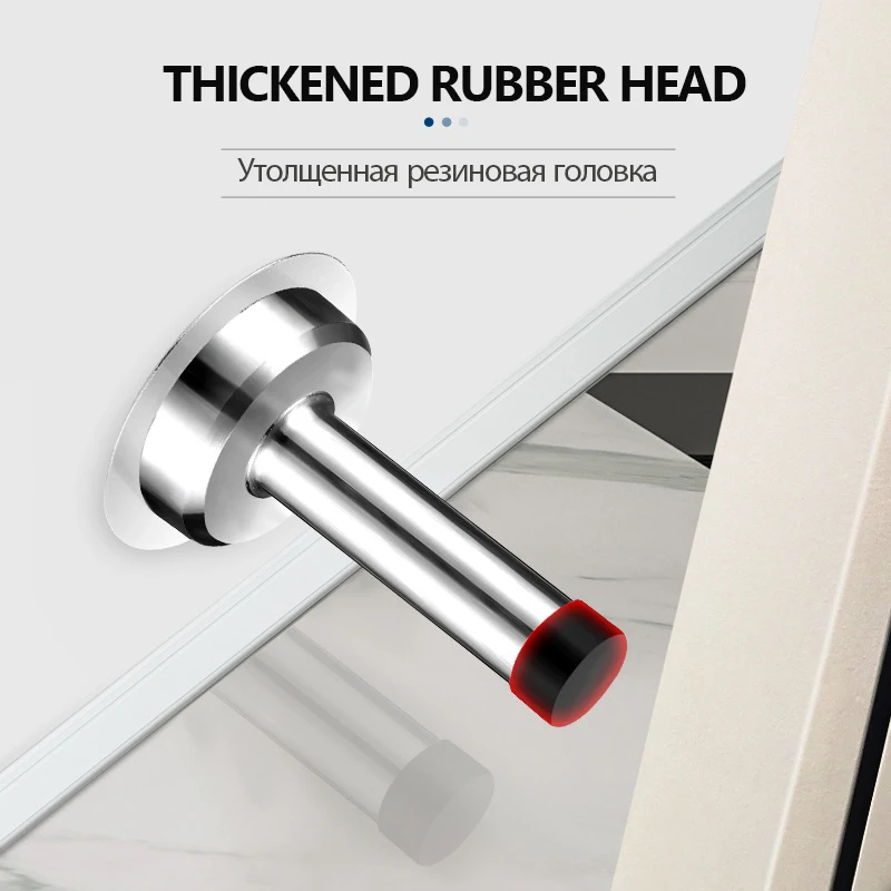 Silicone Door Stopper Door Stopper Bumpers Door Stopper Rubber Stainless Steel Door Stopper Bathroom Door Stop Heavy Duty Wall Mount Bumper Non-magnetic Holder Catch