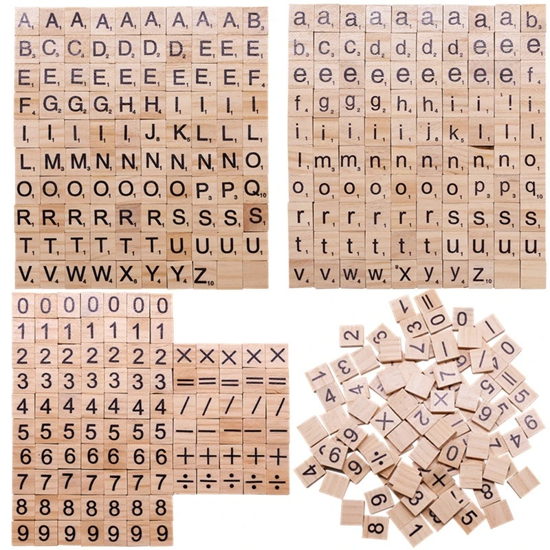 子供のための英語のアルファベットの木製文字 数字のパズル 文字タイル 赤ちゃんのおもちゃ 100個ピース ロット 装飾文字 数字 Aliexpress