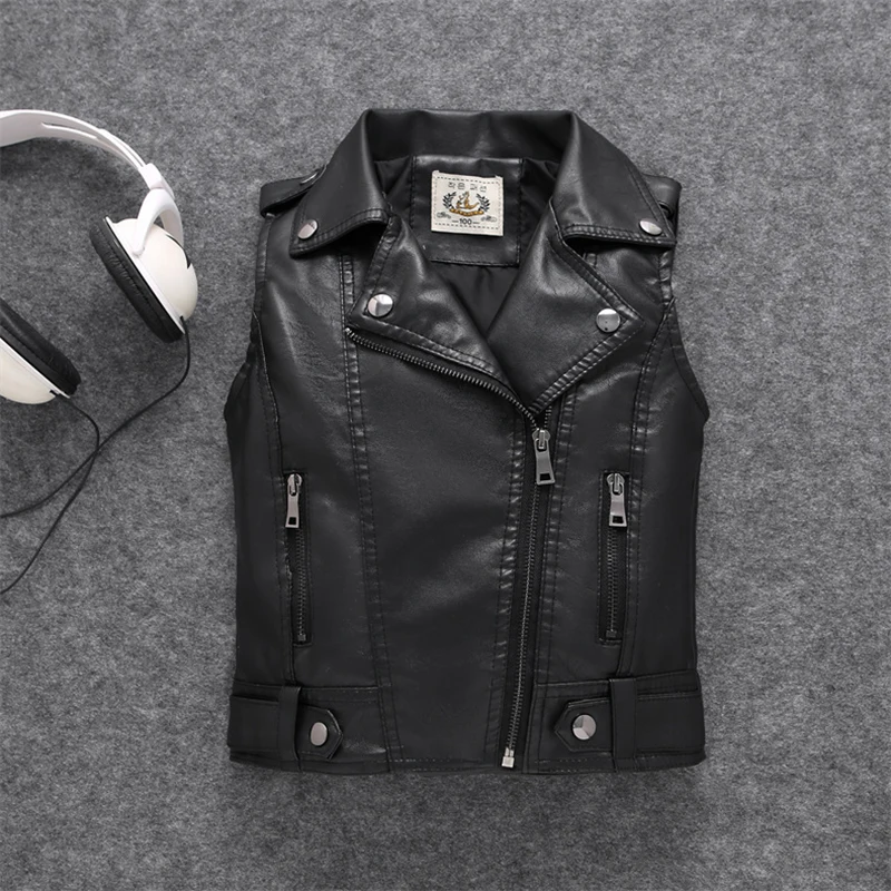 Children's Pu Leather Vest Coat Autumn 